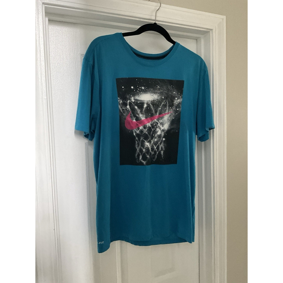 Nike Dri-Fit Basketball Hoop in Space Blue Graphic T-Shirt Men's Size XL - Picture 9 of 9